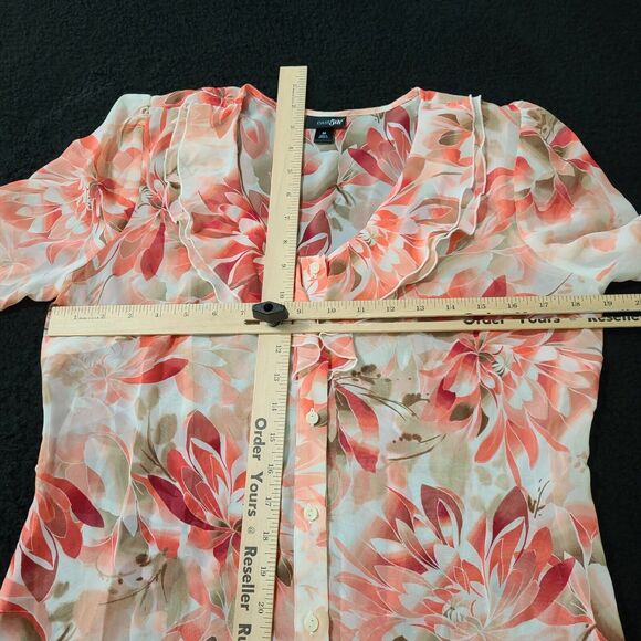 East 5th Womens Button Up Blouse Multicolor Size M Polyester Chiffon Collar - Picture 4 of 12